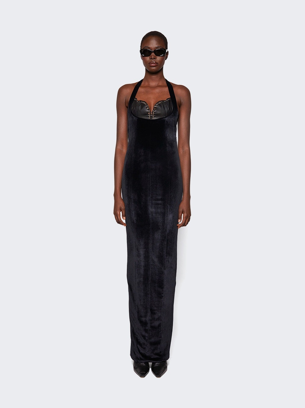 Grace Velvet Bustier Dress Black - 3