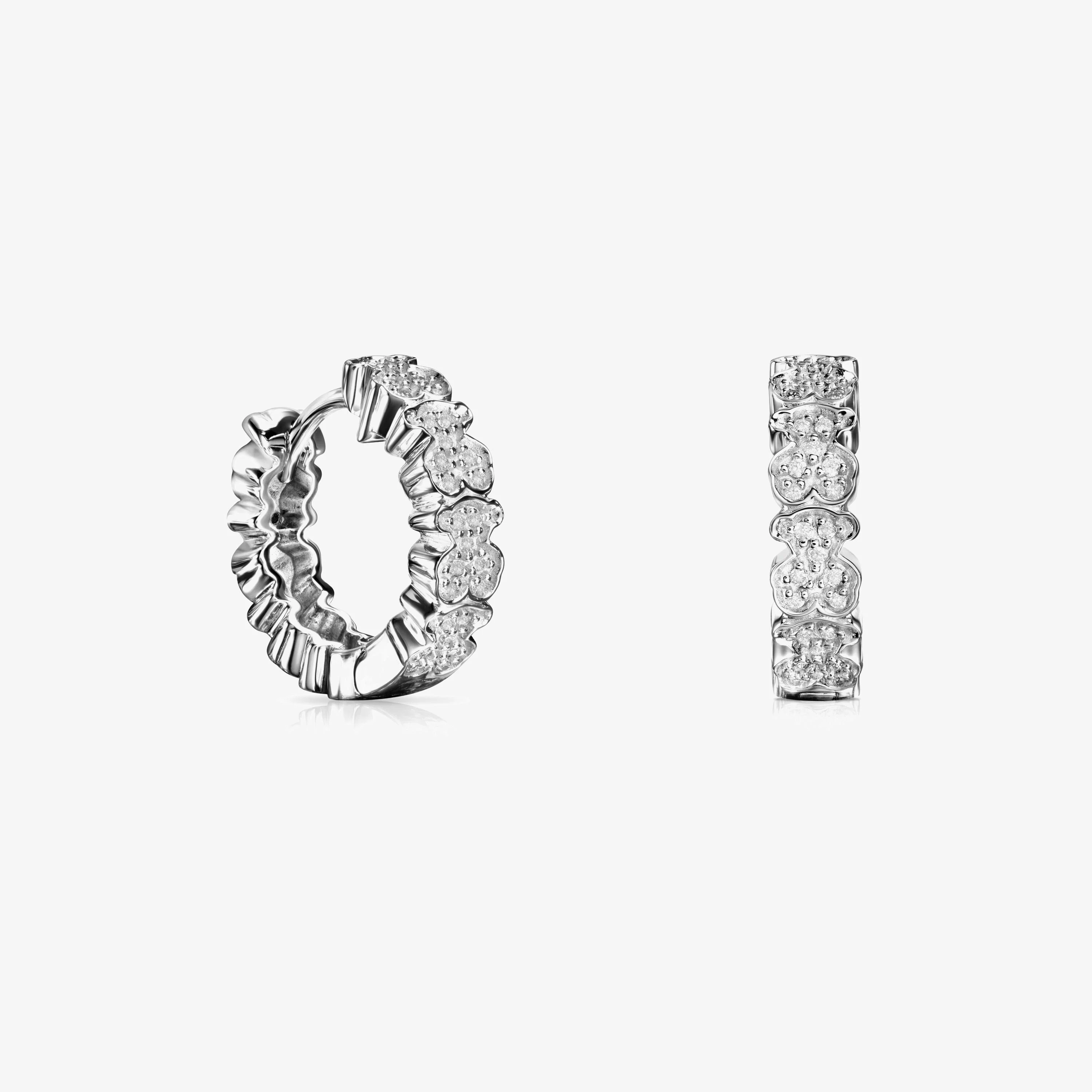 18K white gold TOUS Puppies hoop Earrings with Diamonds 0.11ct - 1