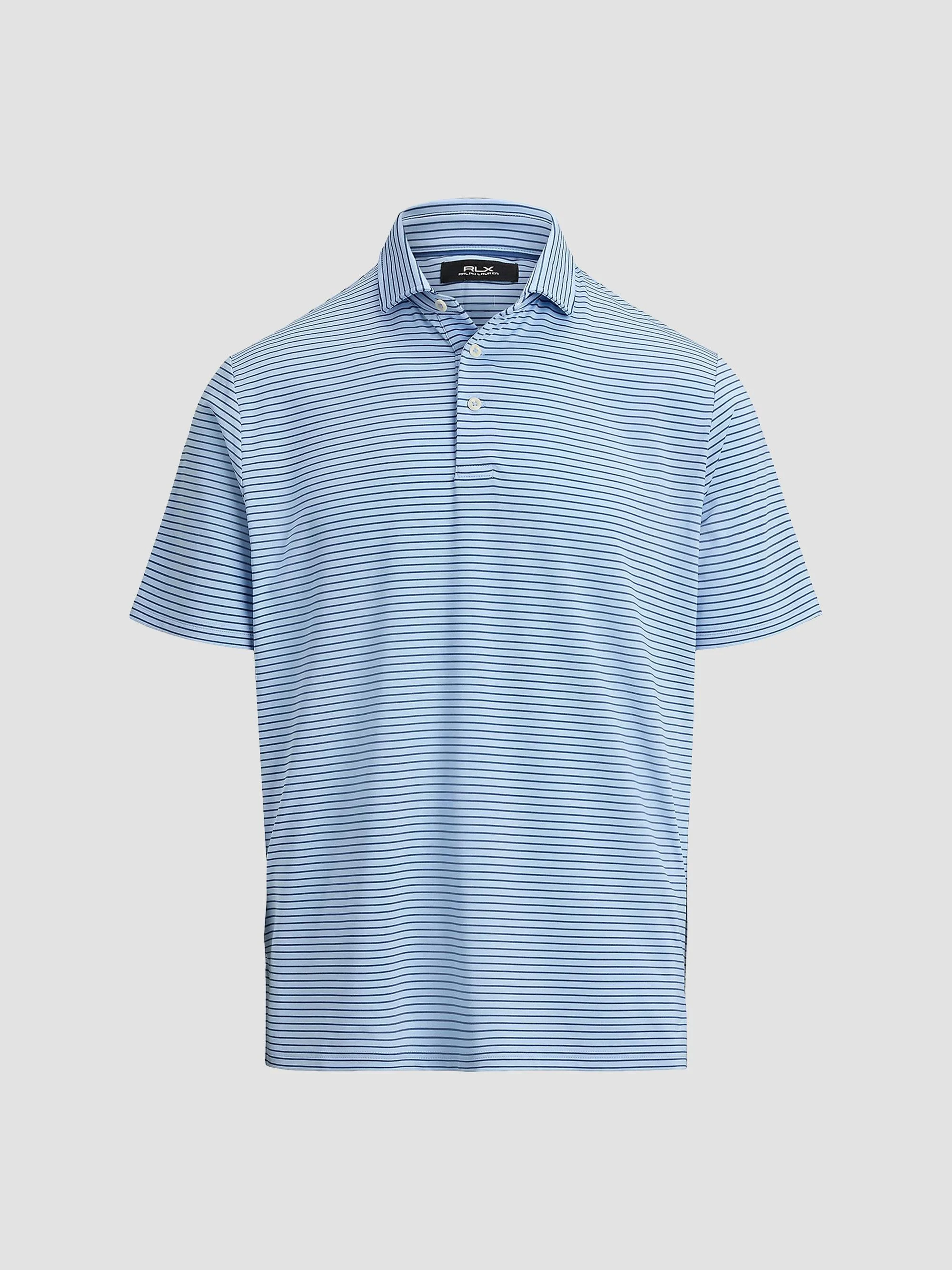 Men's Striped Lightweight Airflow Knit Polo Shirt - Office Blue Old Royal - 1