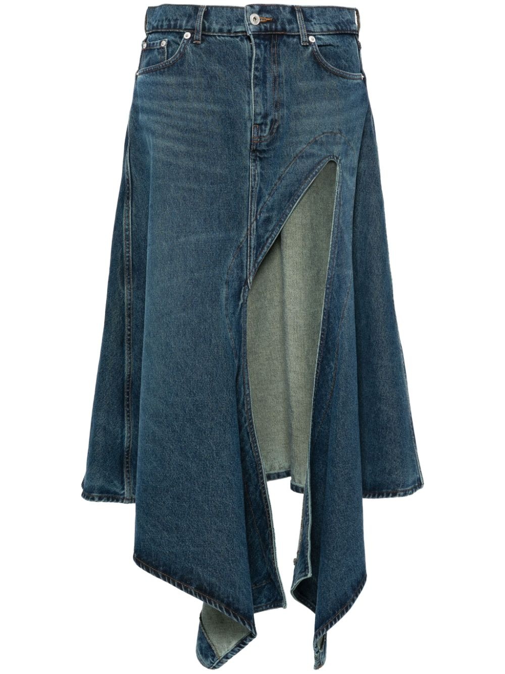 cut-out midi denim skirt - 1