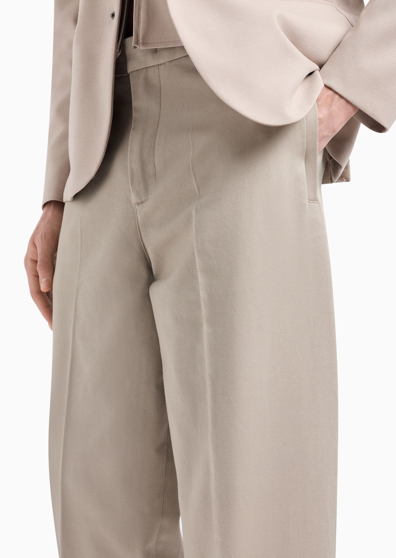 Cotton twill wide trousers with pleat - 5