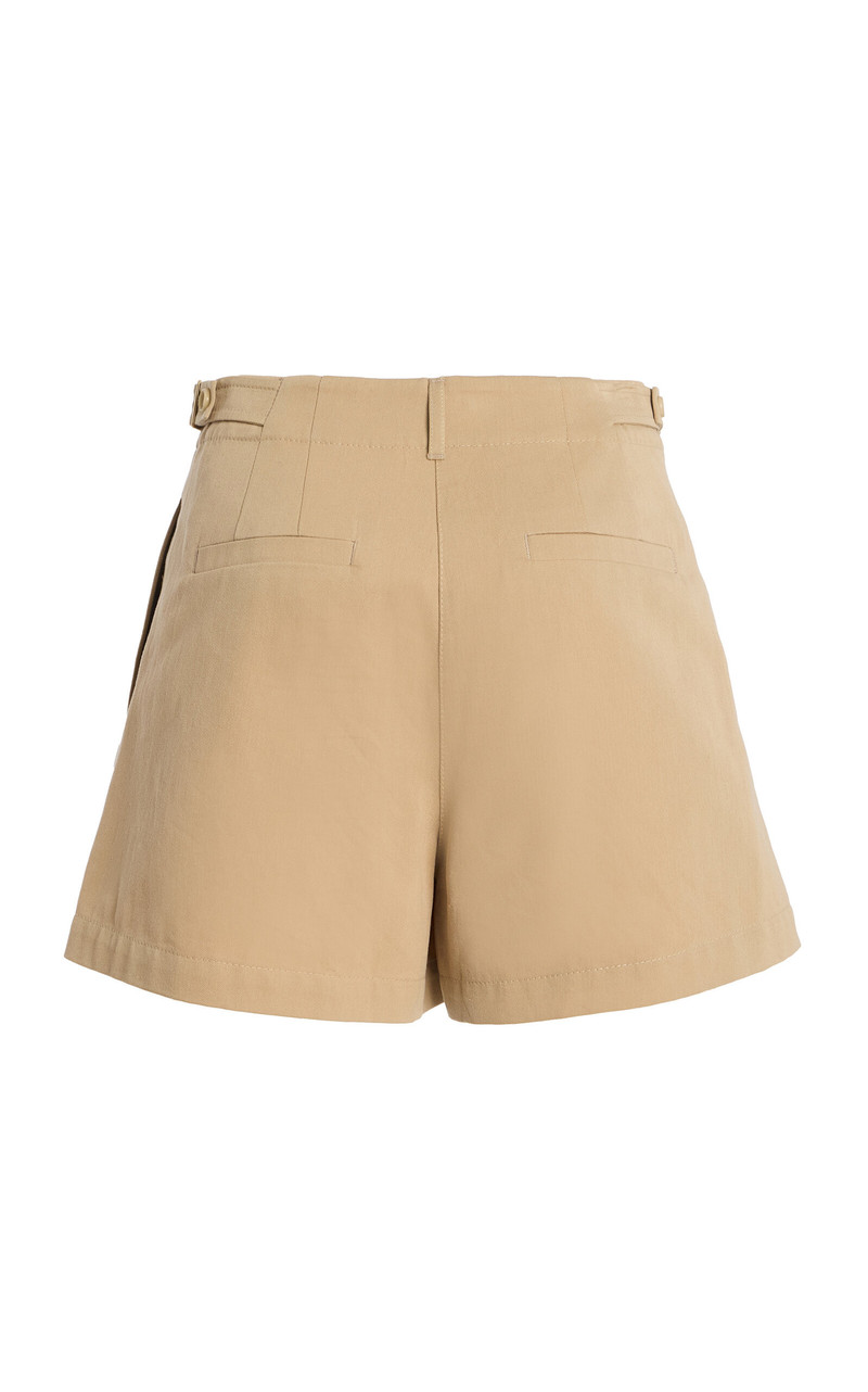 ULLA JOHNSON Kira Pleated Cotton Mini Shorts nude outlook
