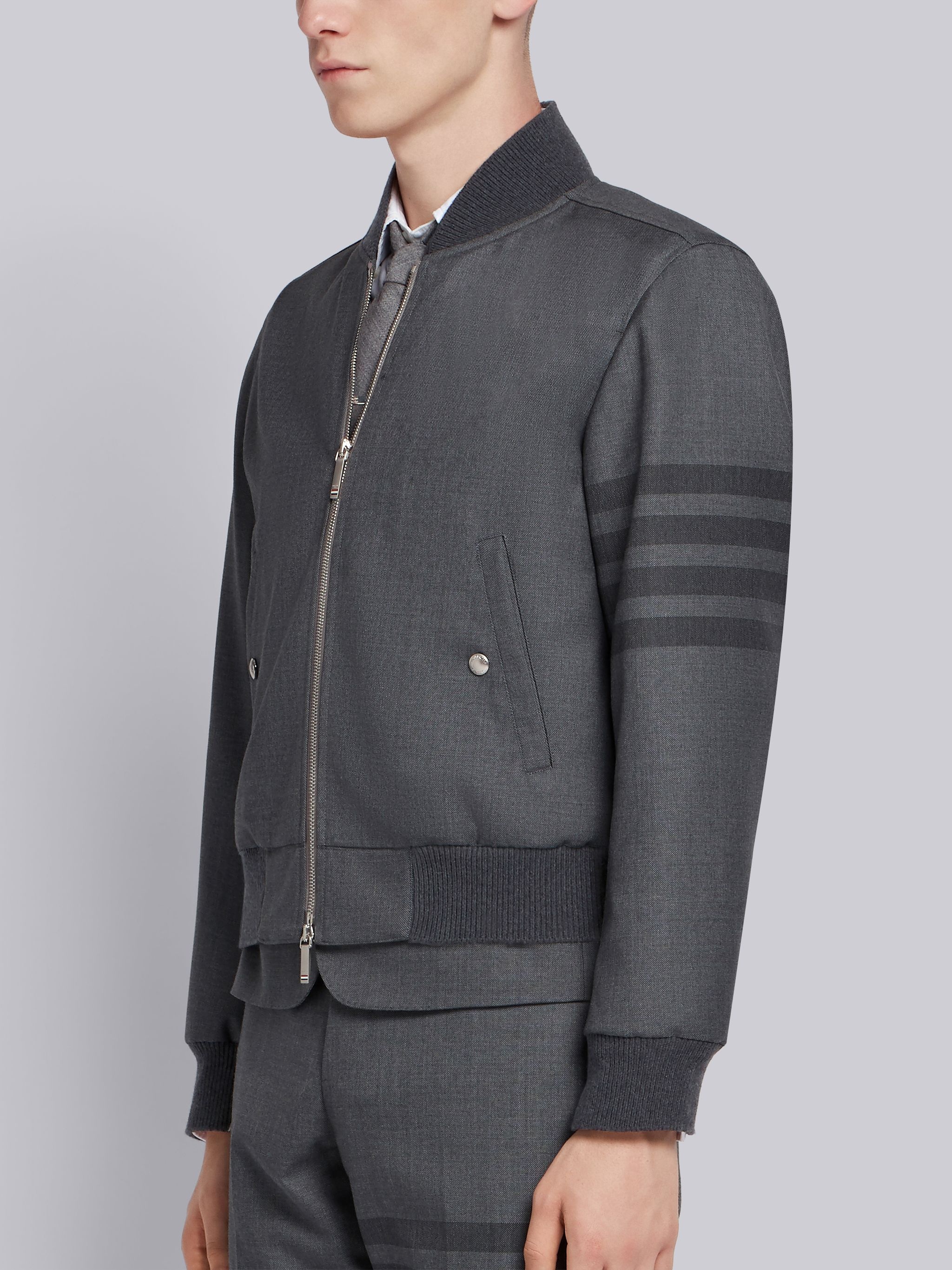 4-Bar Ribbed Knit Blouson Jacket - 2