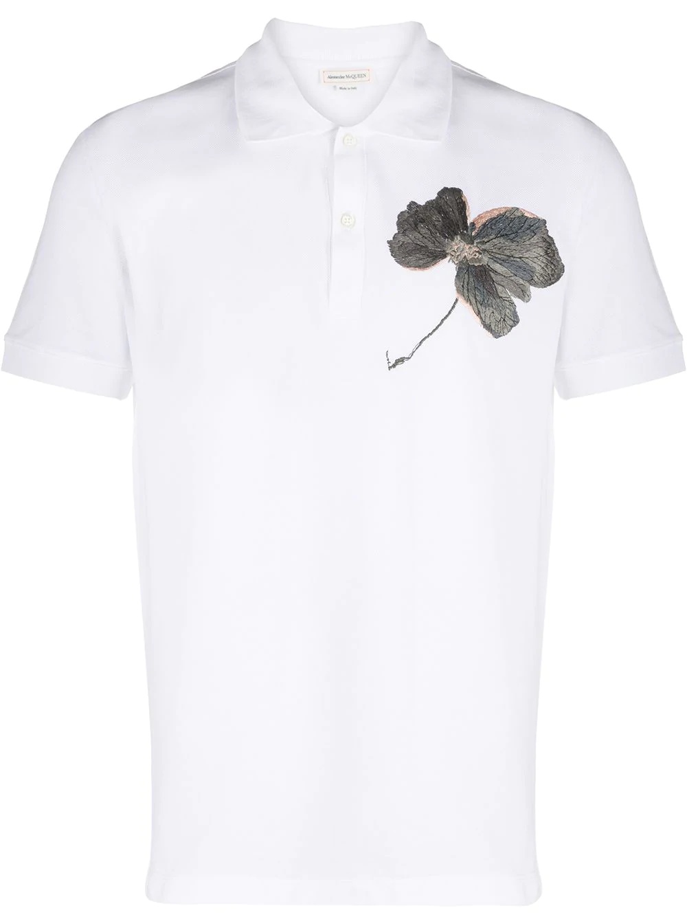 embroidered flower polo shirt - 1