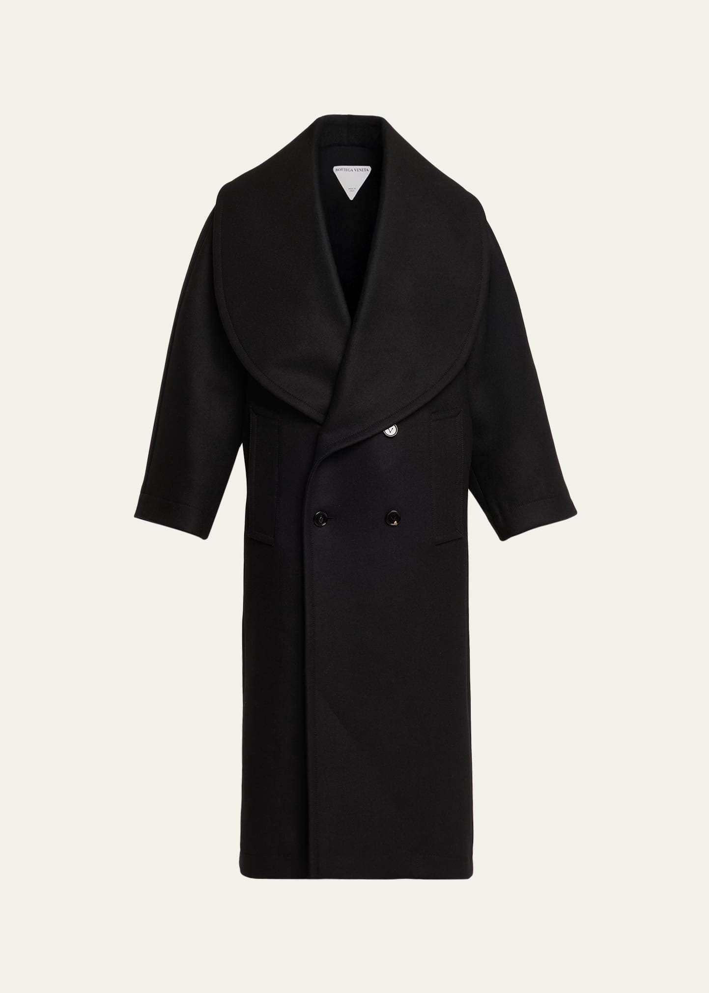 Oversized Collar Double-Breasted Wool-Blend Coat - 1