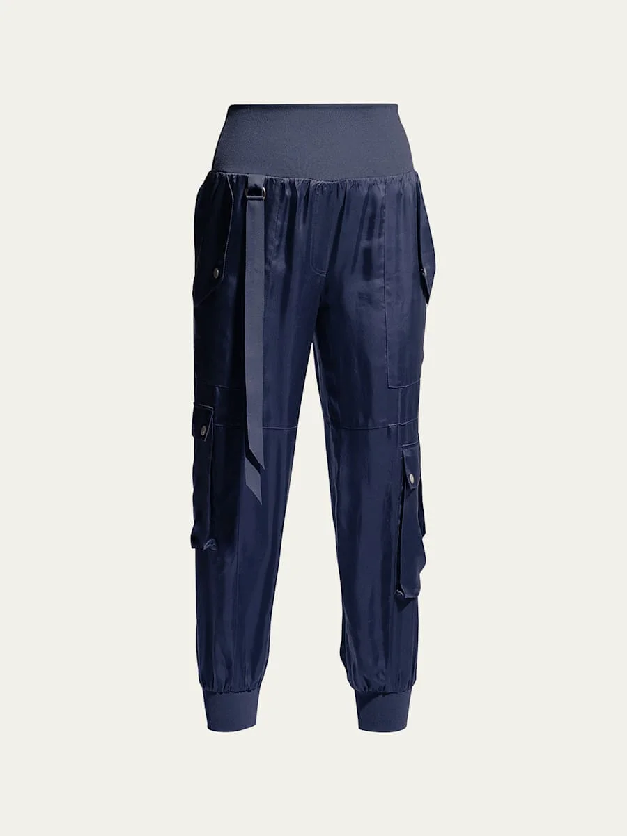 Harmony Satin Cargo Jogger Pants - 1