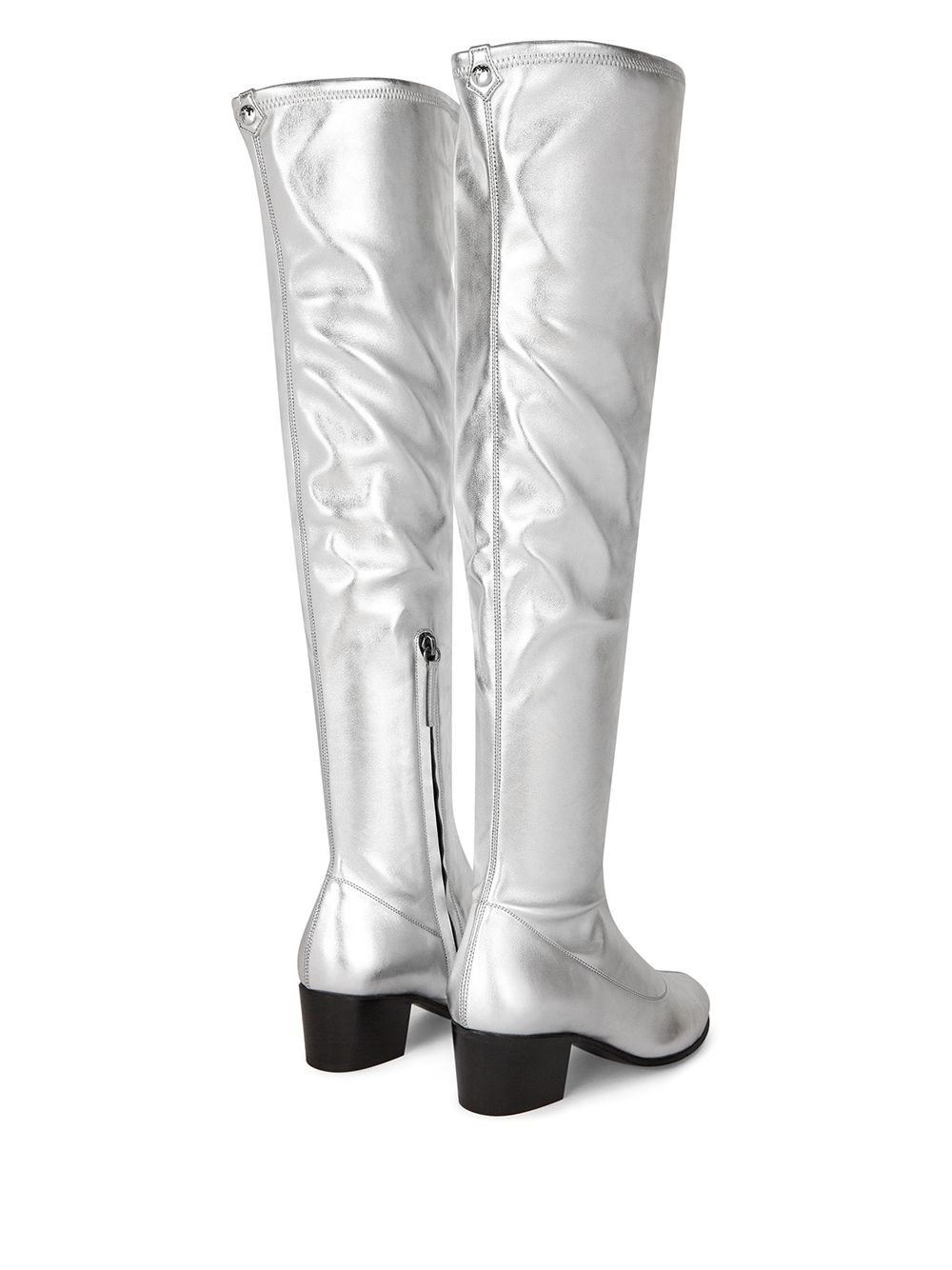 metallic silver knee-length boots - 3