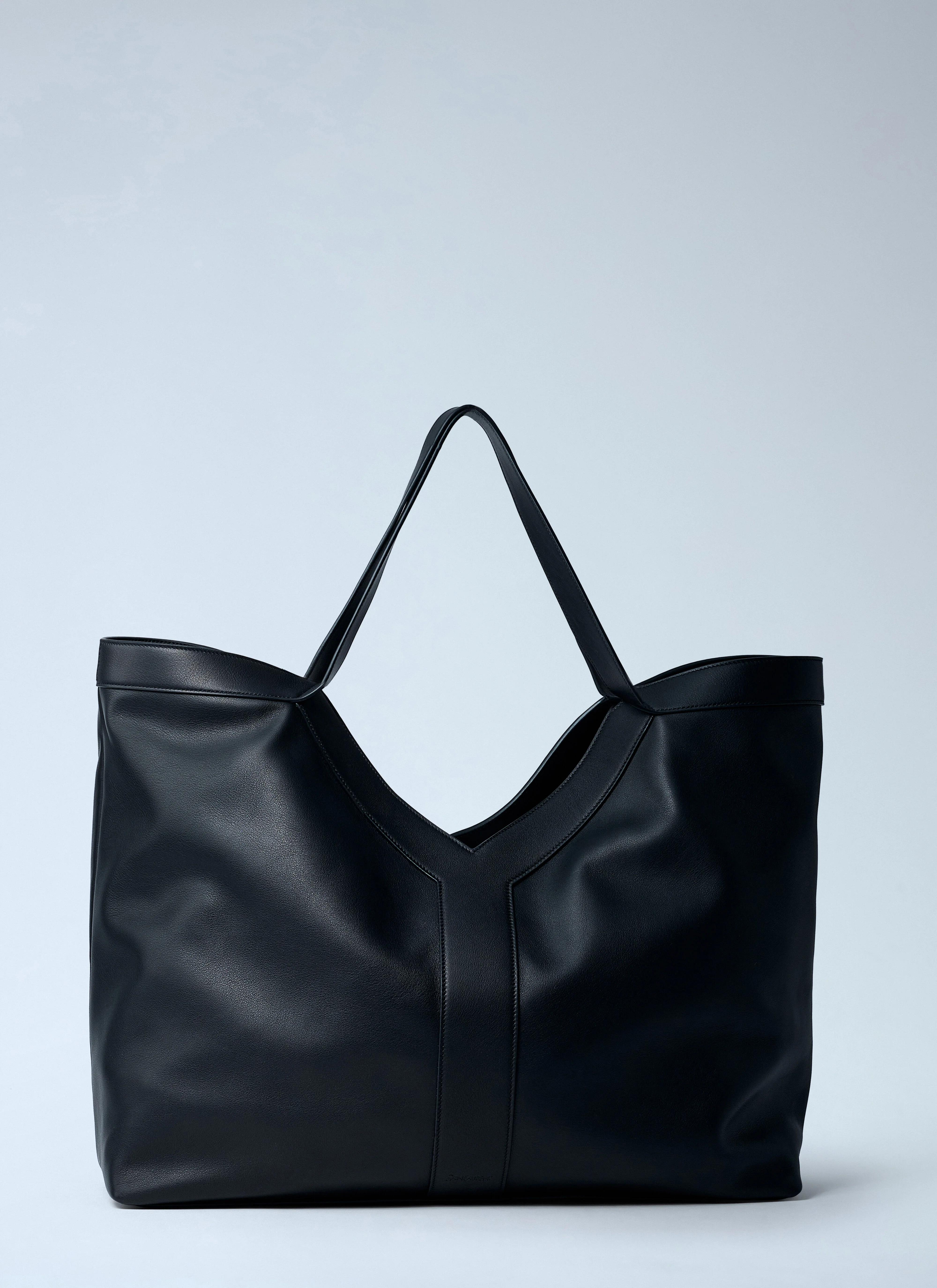 Large Y-Shaped Leather Tote Bag - 1