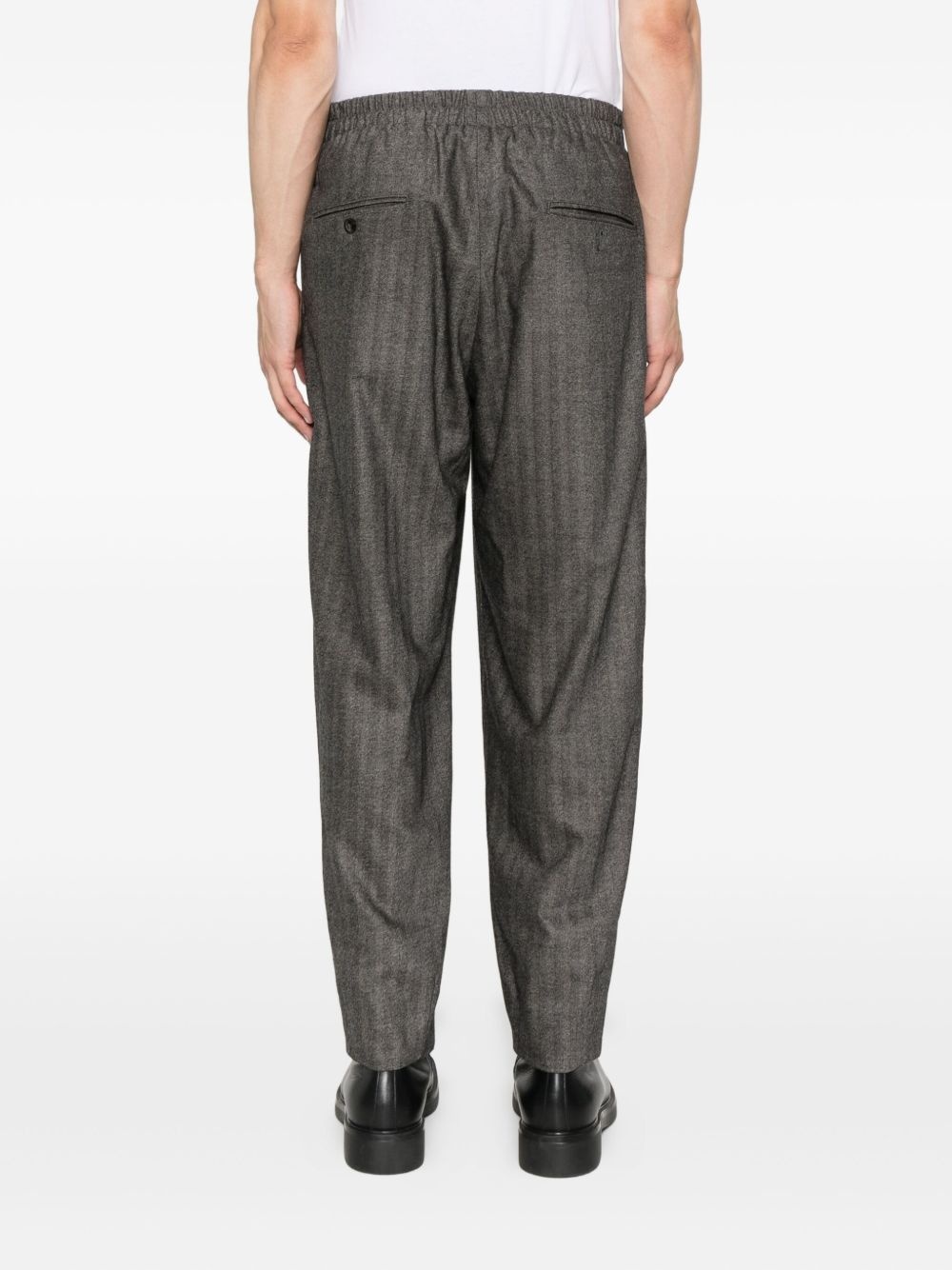 herringbone elasticated-waist trousers - 4