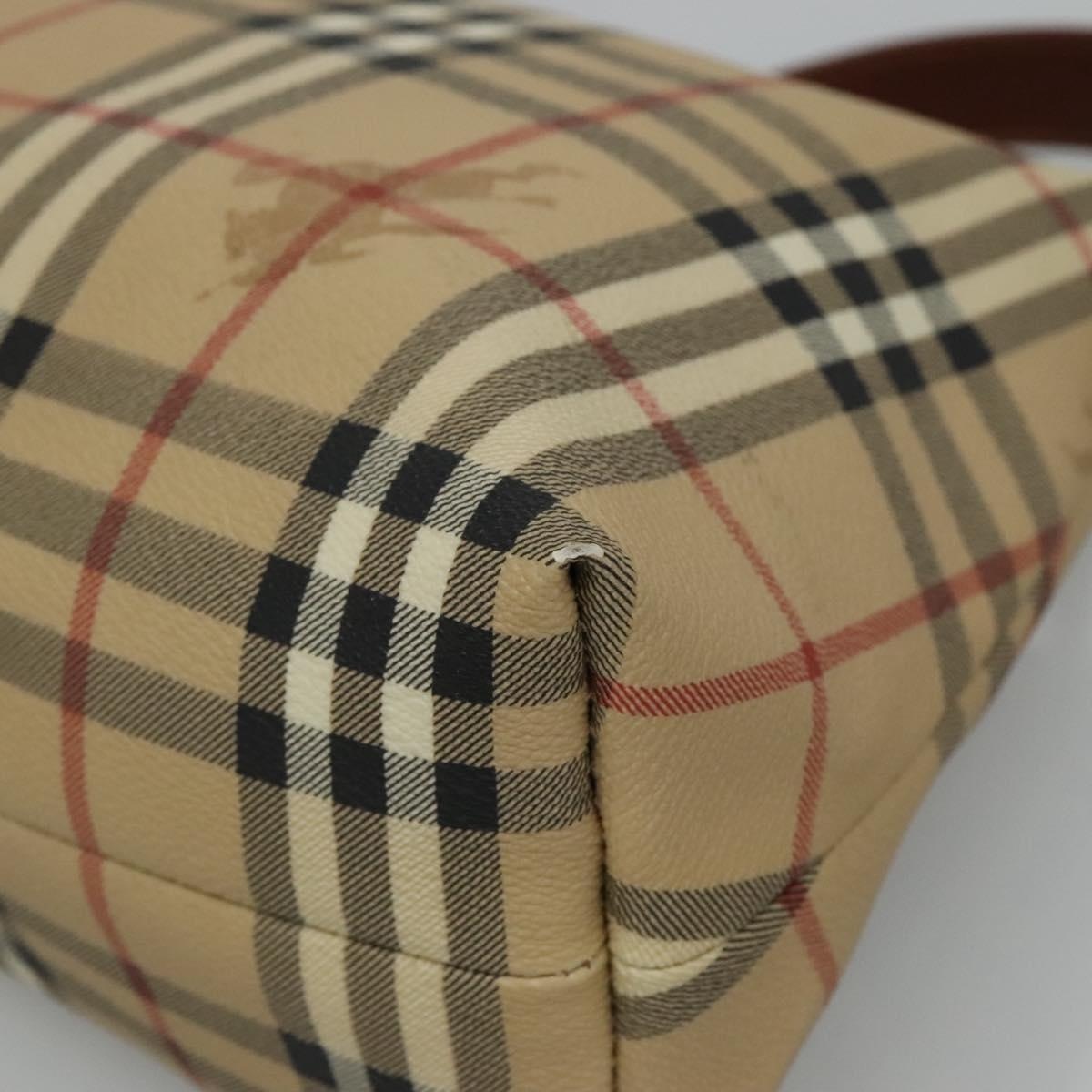 Burberry Nova Check Shoulder Bag Pvc Leather Beige Brown - 12
