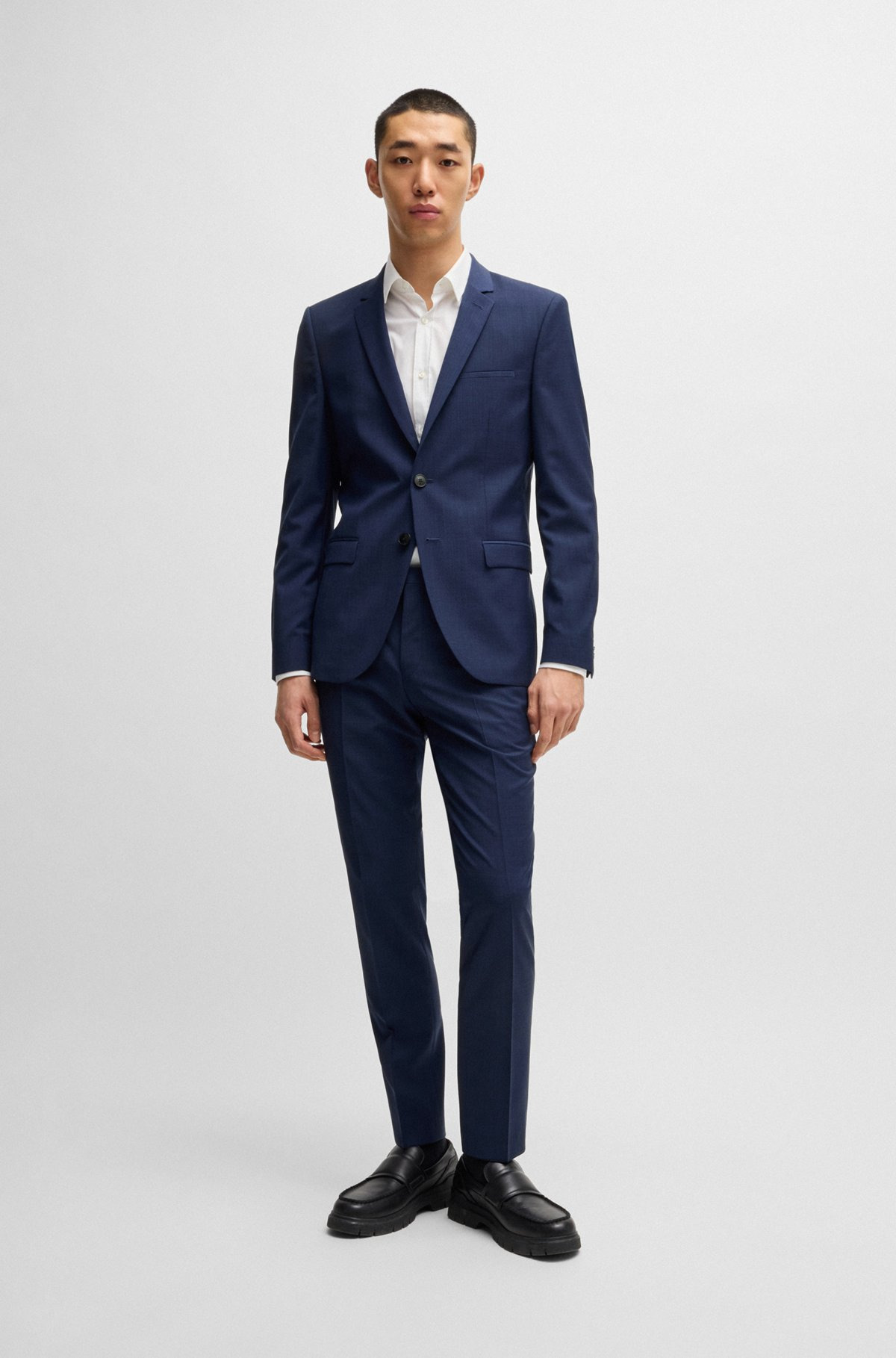 EXTRA-SLIM-FIT SUIT TROUSERS IN MELANGE WOOL - 3