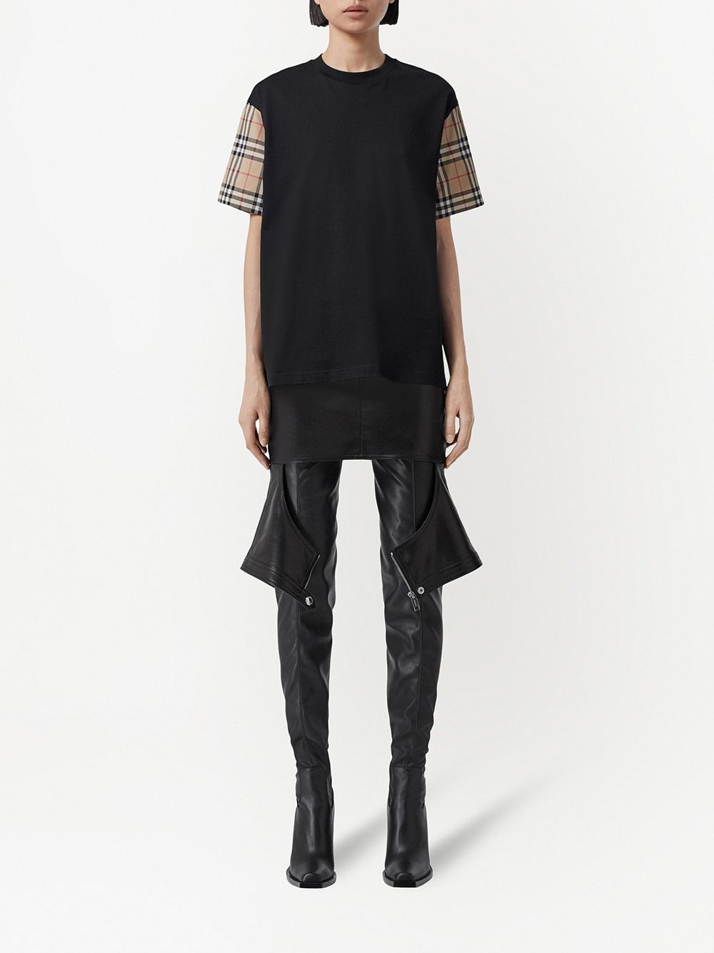 Vintage Check-sleeve T-shirt - 2