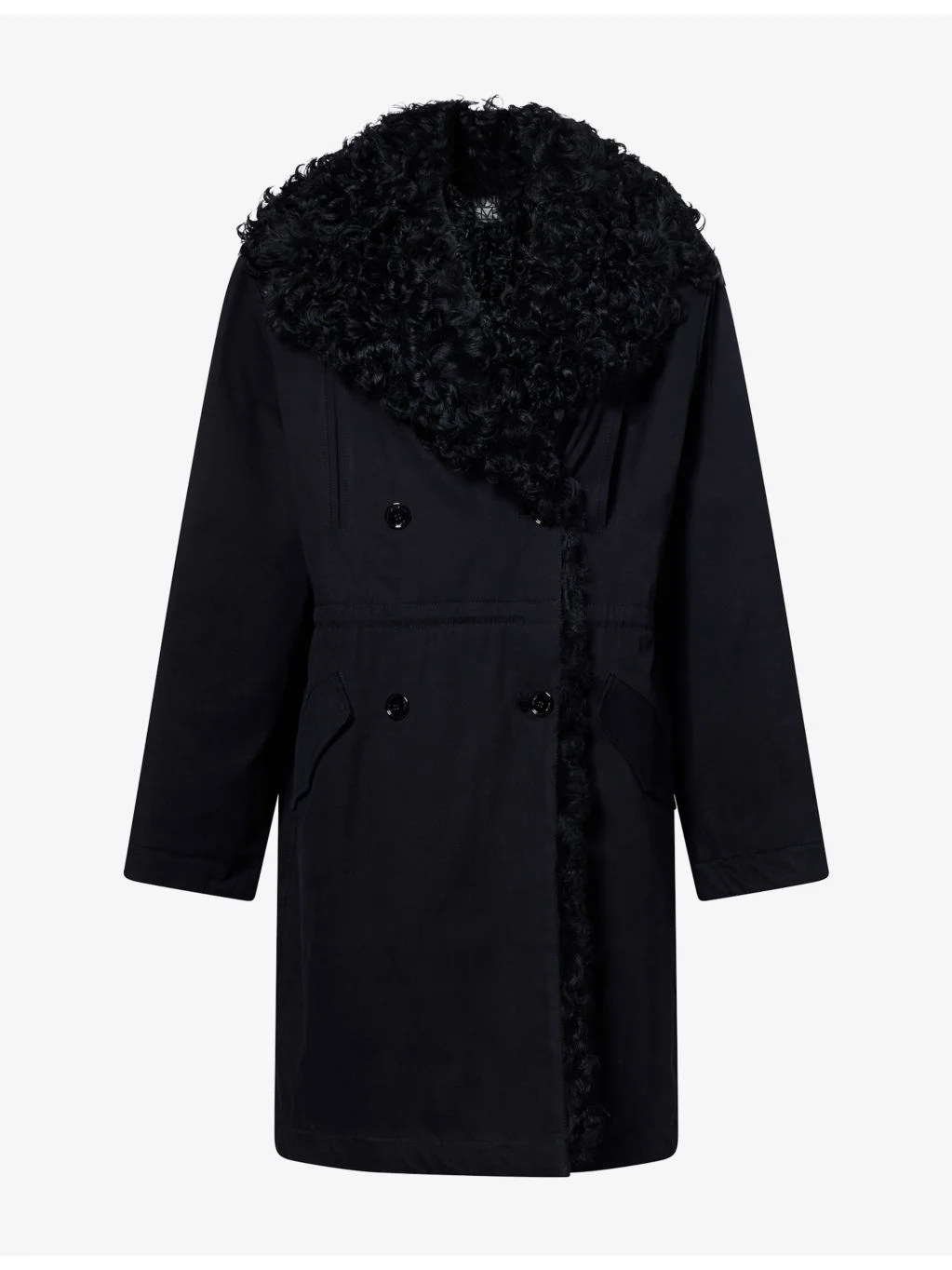 Double-Breasted Shearling-Lined Cotton Parka - 1