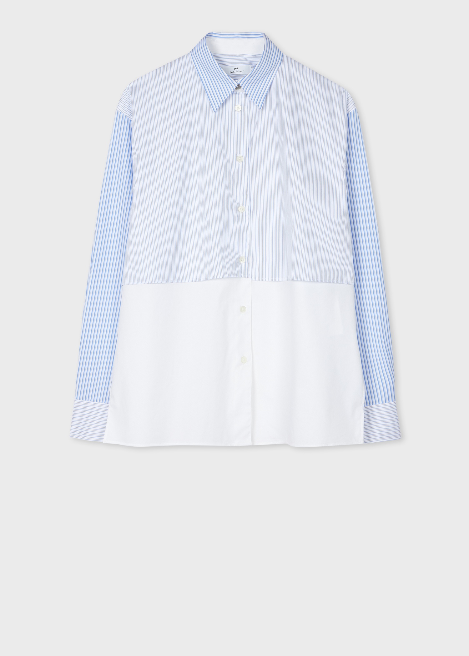 Women's Blue Mix-Up Panelled Shirt - 1