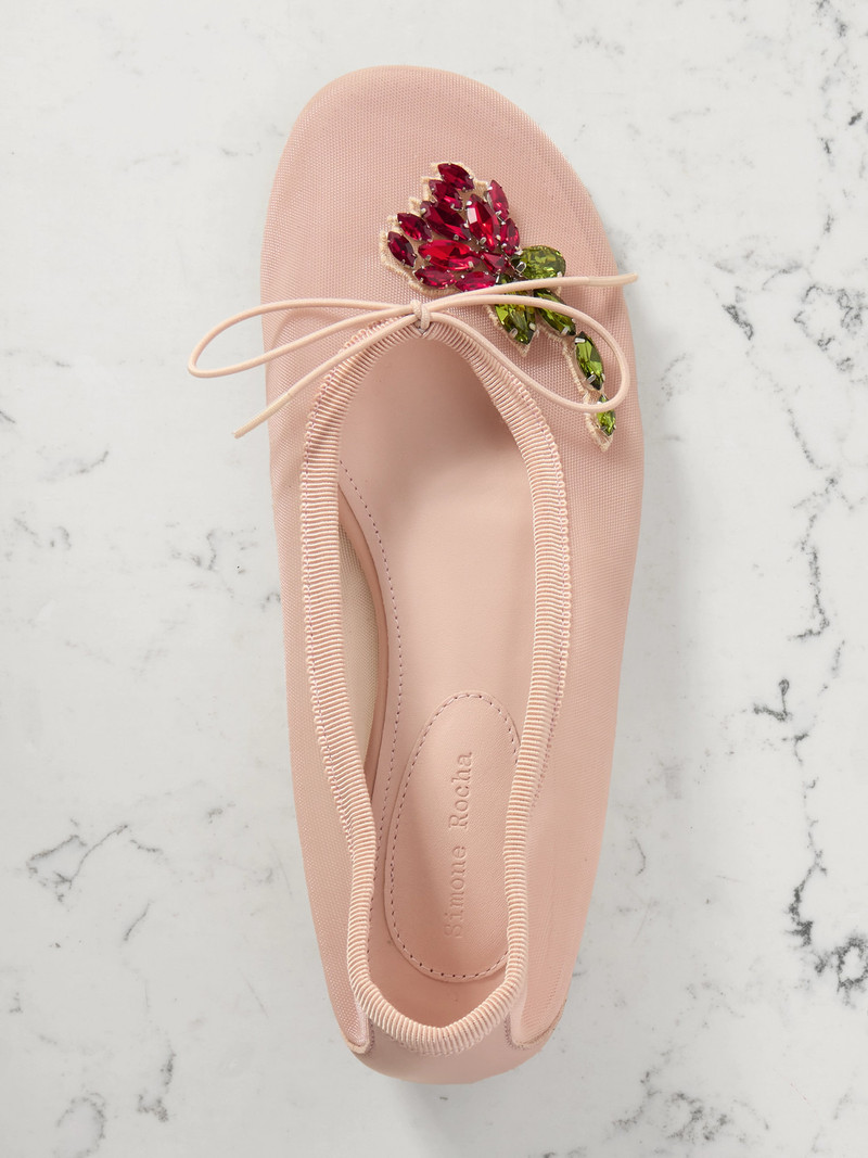 Crystal-embellished Mesh Ballet Flats 5