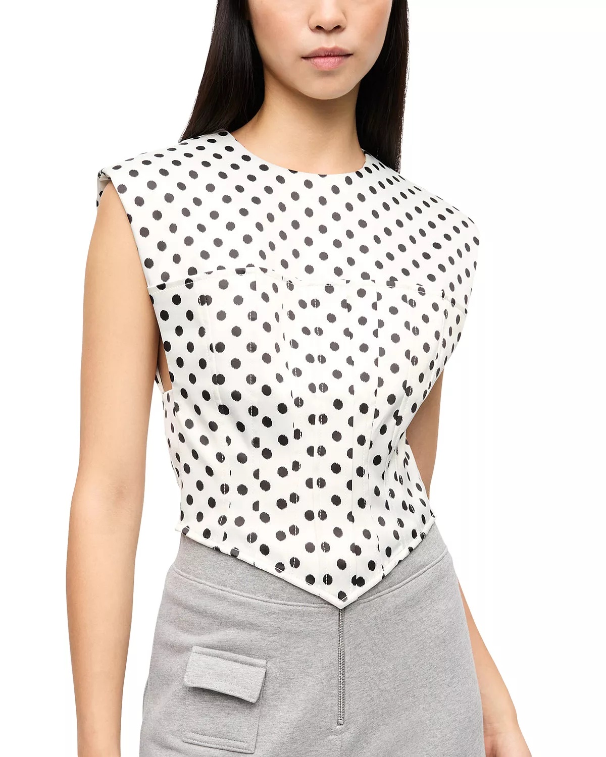 Polka Dot Satin Corset Blouse - 4