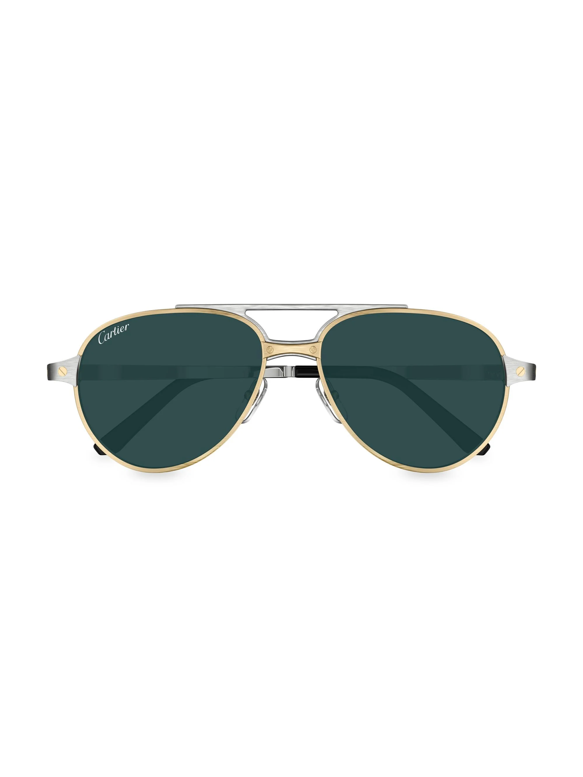 Men's Santos Classic 59MM Round Sunglasses - Green Gold Silver - 1