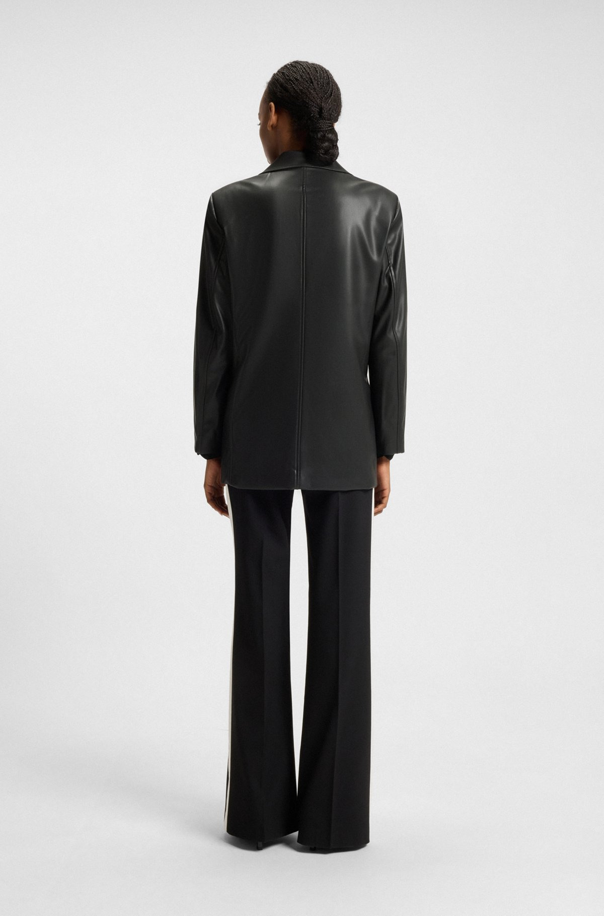REGULAR-FIT BLAZER IN FAUX LEATHER - 4