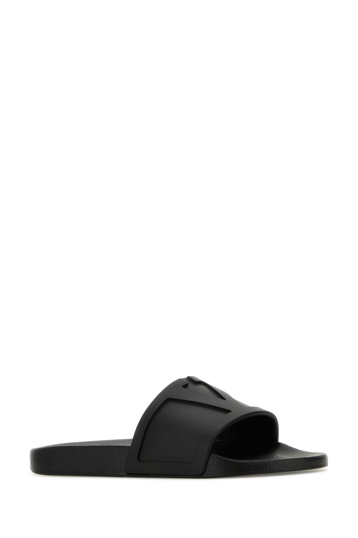 Valentino Garavani Men Black Rubber Slippers - 2