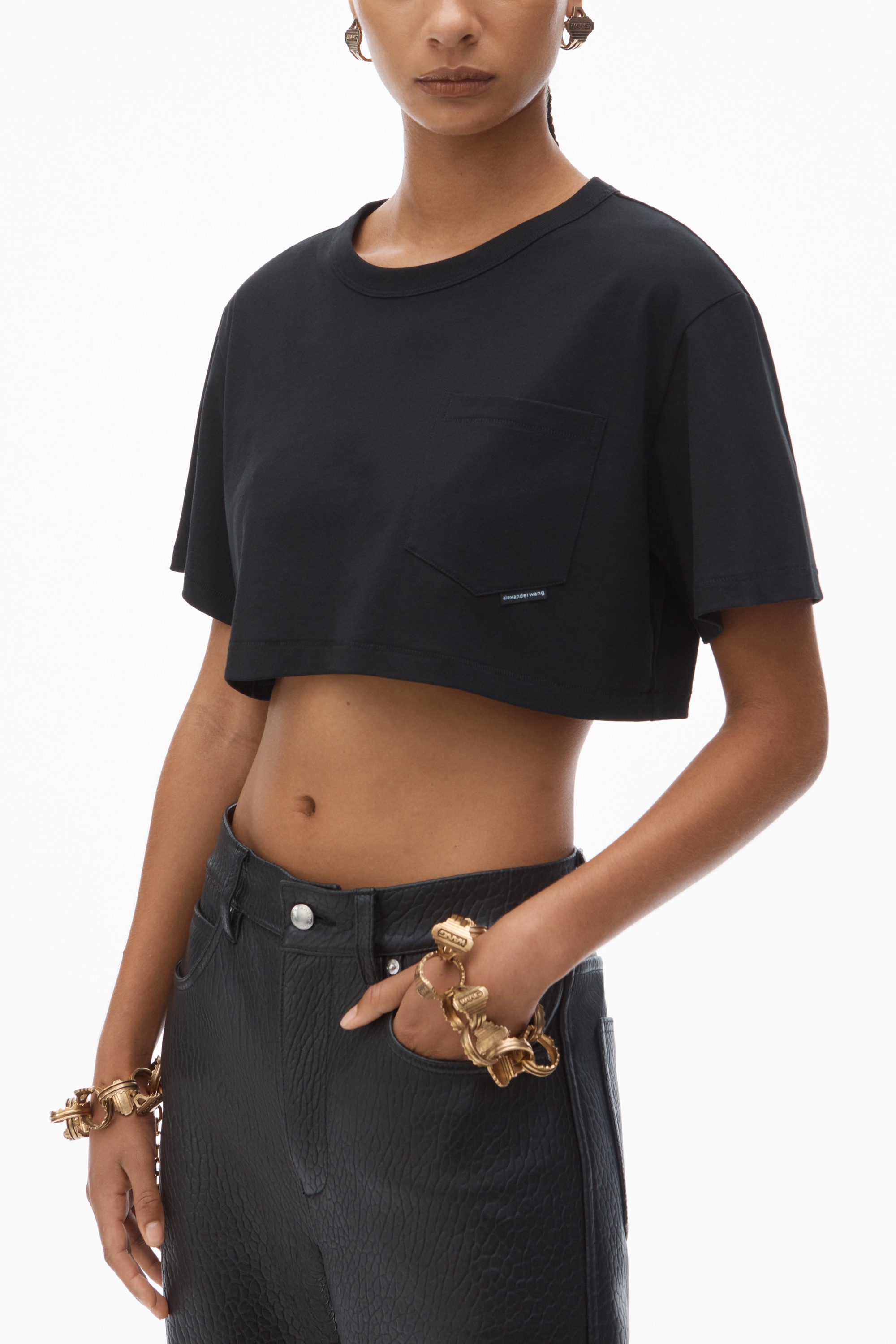 CROPPED POCKET TEE IN HIGH TWIST JERSEY - 3