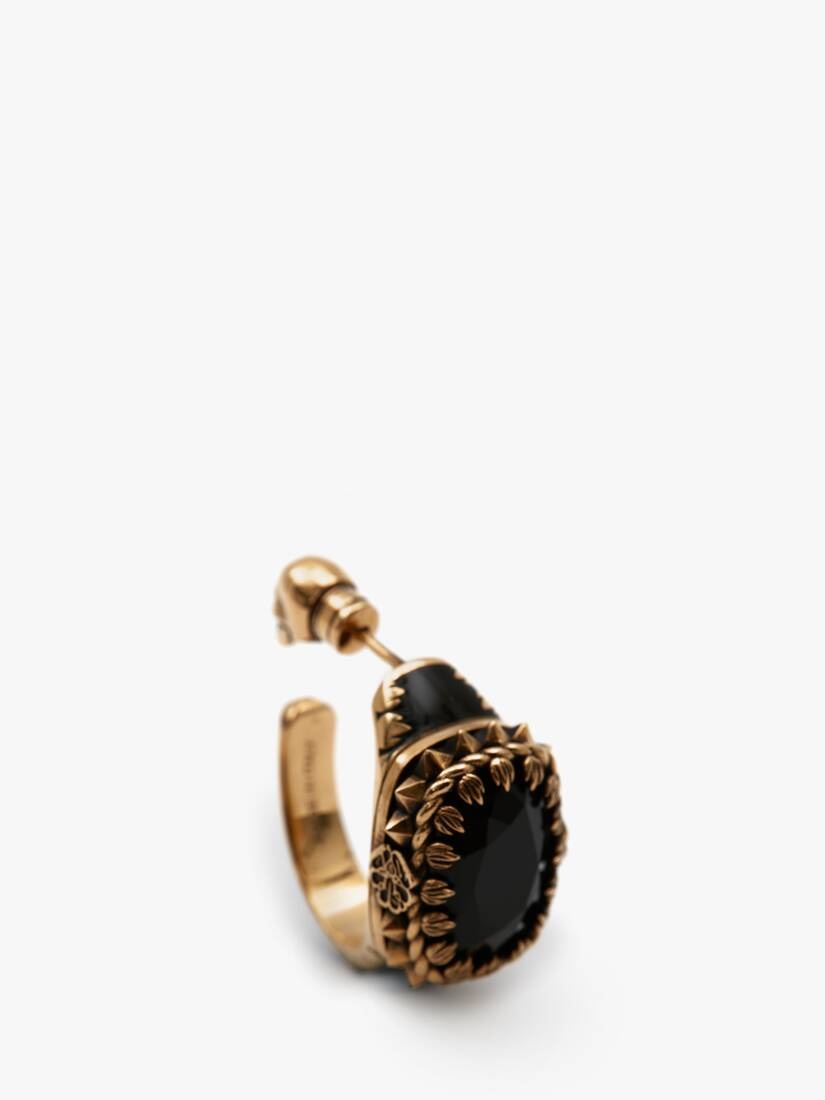 Enamel Jewelled Earrings in Antique Gold - 4