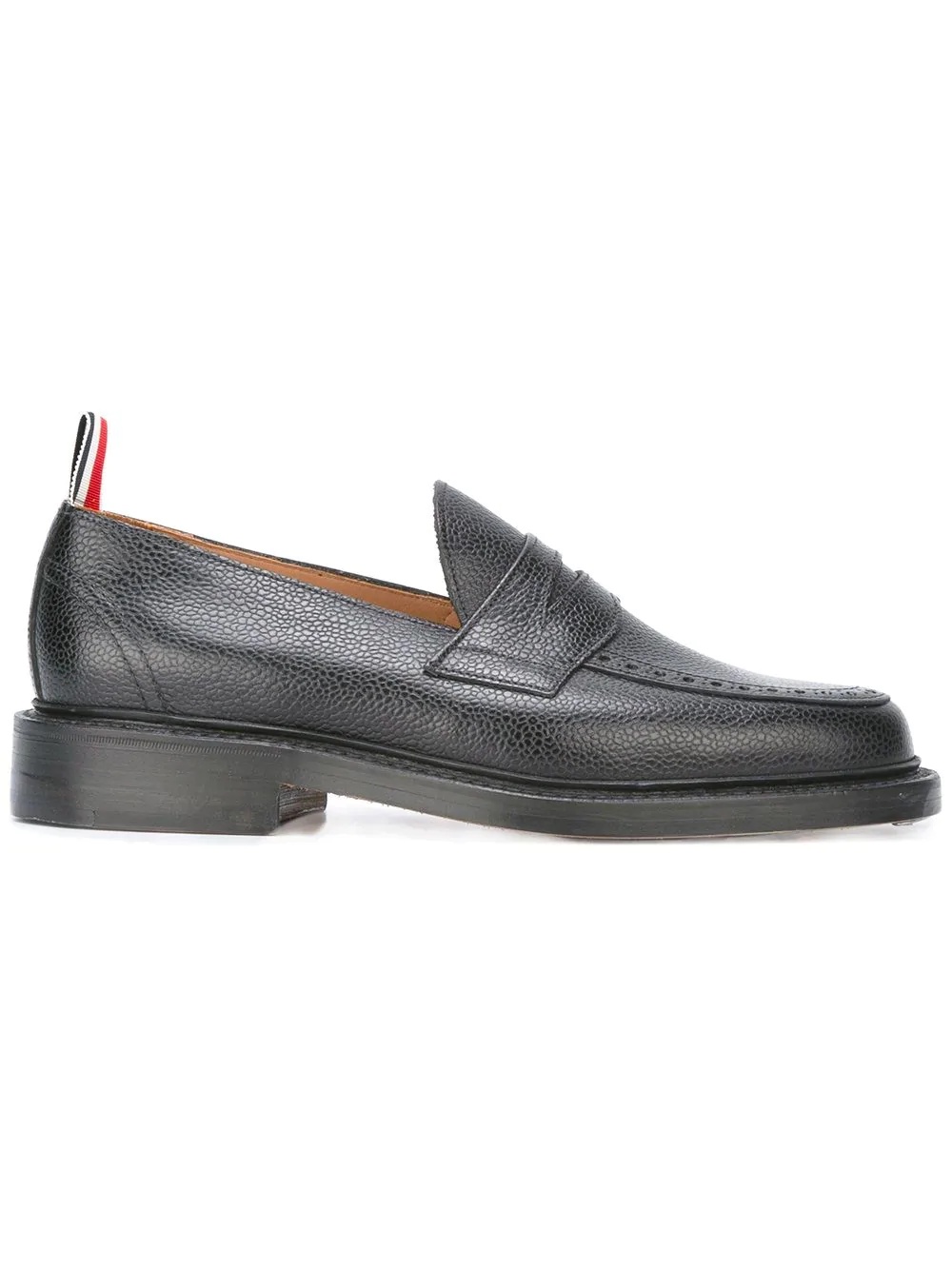 Penny Loafer With Leather Sole In Black Pebble Grain - 2