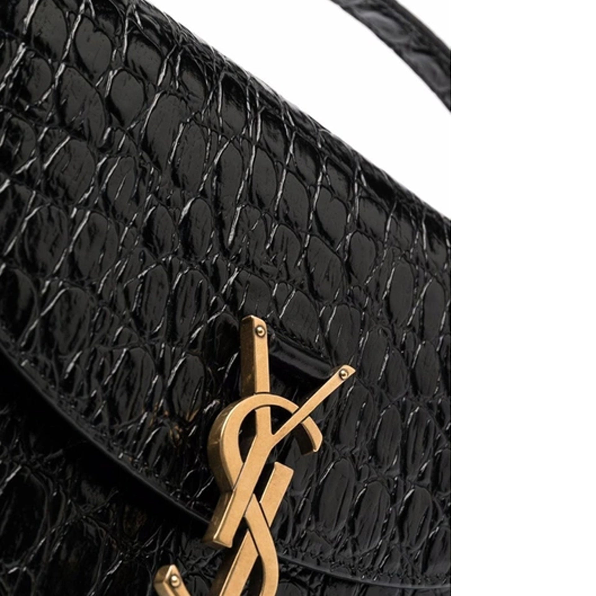 Kaia Small Satchel in Shiny Crocodile Embossed - 5