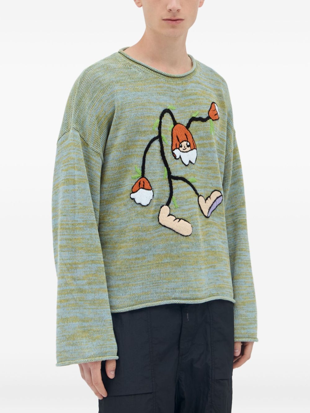Carignan Marled embroidered-flower sweater - 1
