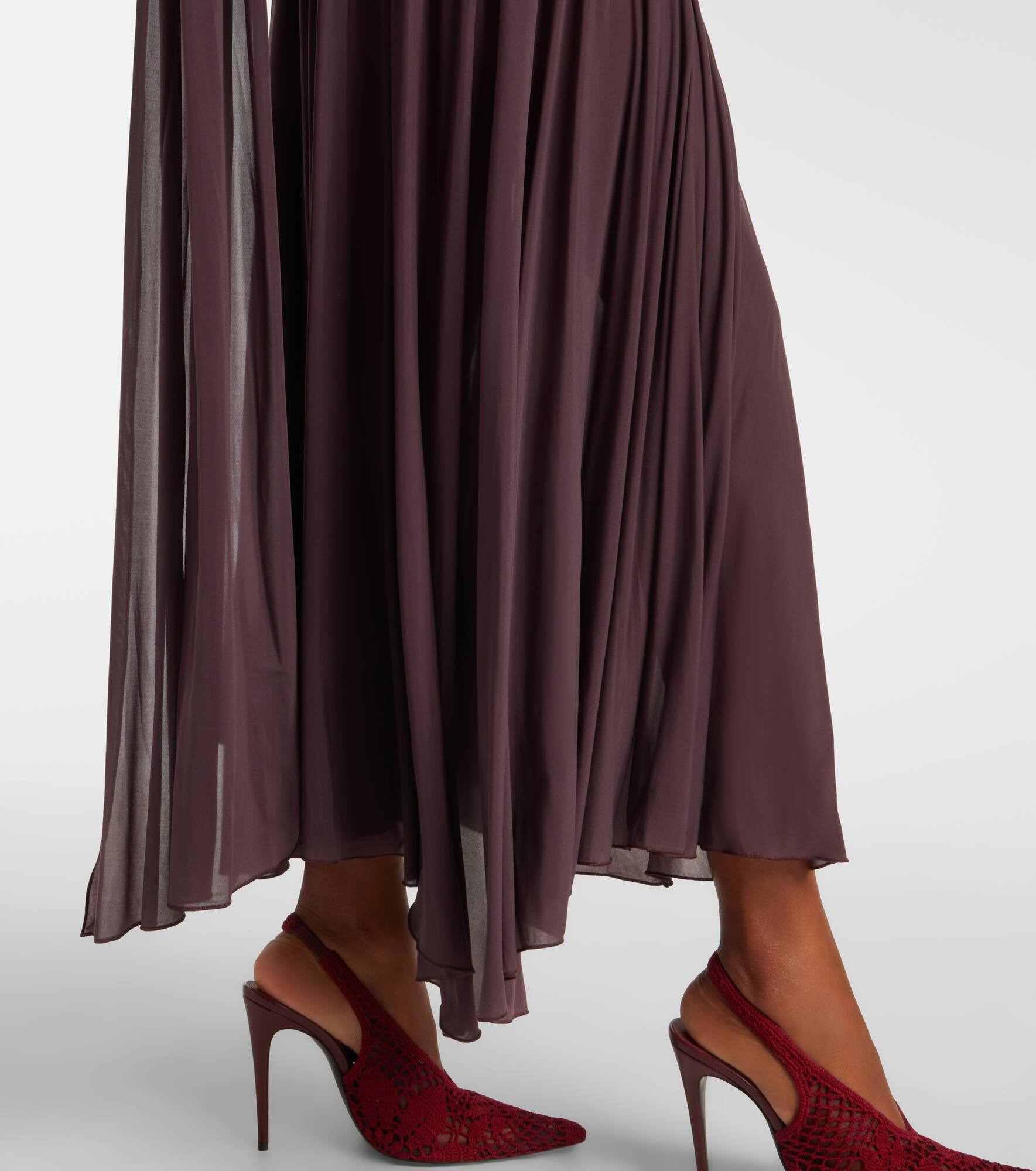 Draped sheer midi dress - 6