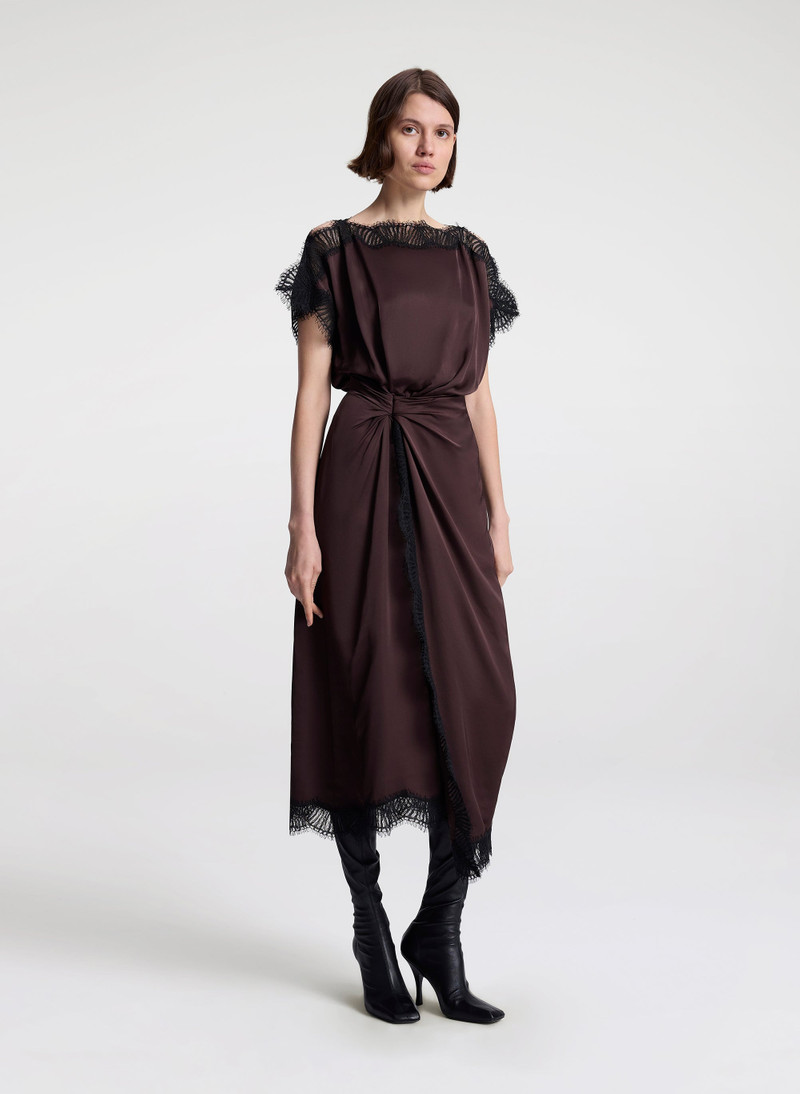 Luna Satin and Lace Midi Dress 4