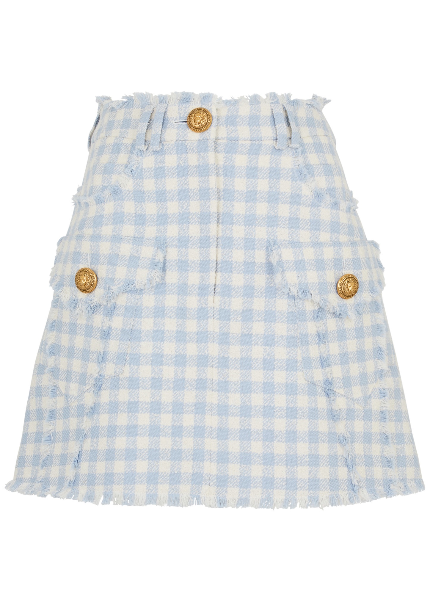 Checked frayed tweed mini skirt - 1