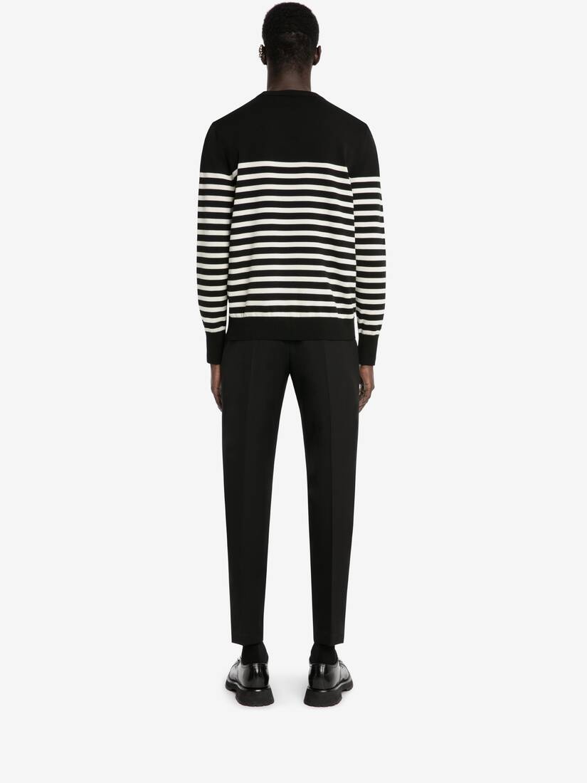 Mcqueen Graffiti Striped Sweatshirt in Black/ivory - 4