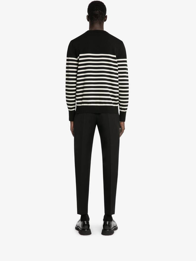 Mcqueen Graffiti Striped Sweatshirt in Black/ivory 4