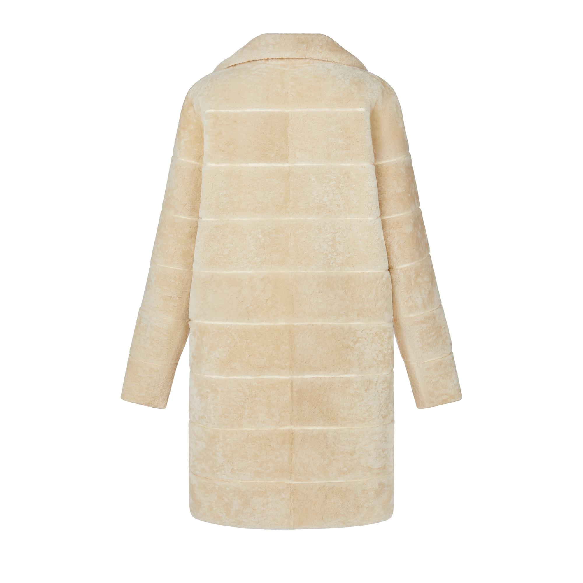 Striped Effect Merino Shearling Coat - 3