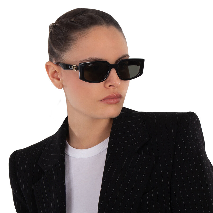 Gucci Grey Rectangular Ladies Sunglasses GG1534S 001 55 - 2