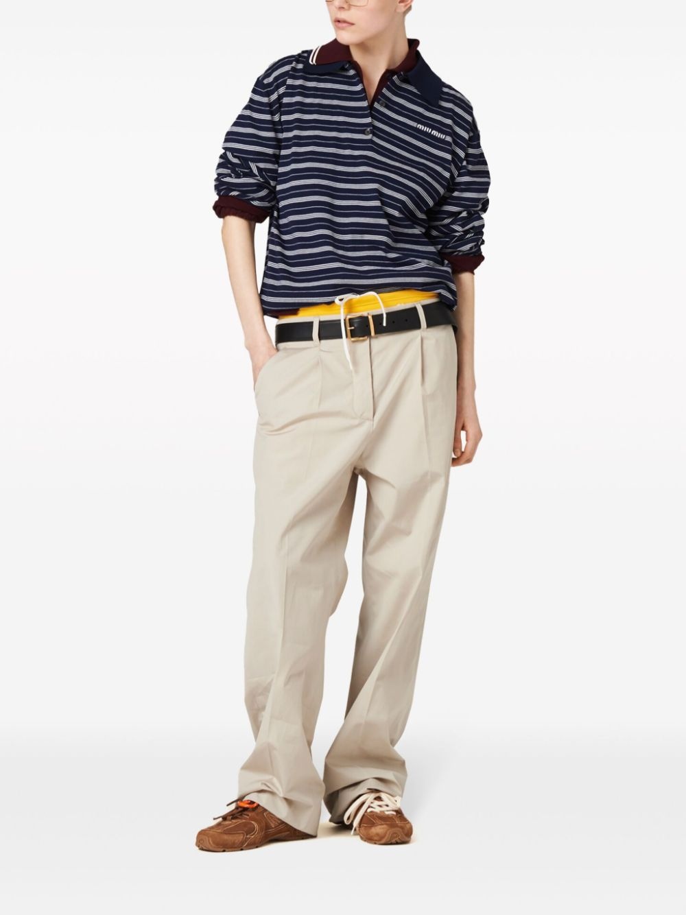 logo-print striped polo shirt - 2