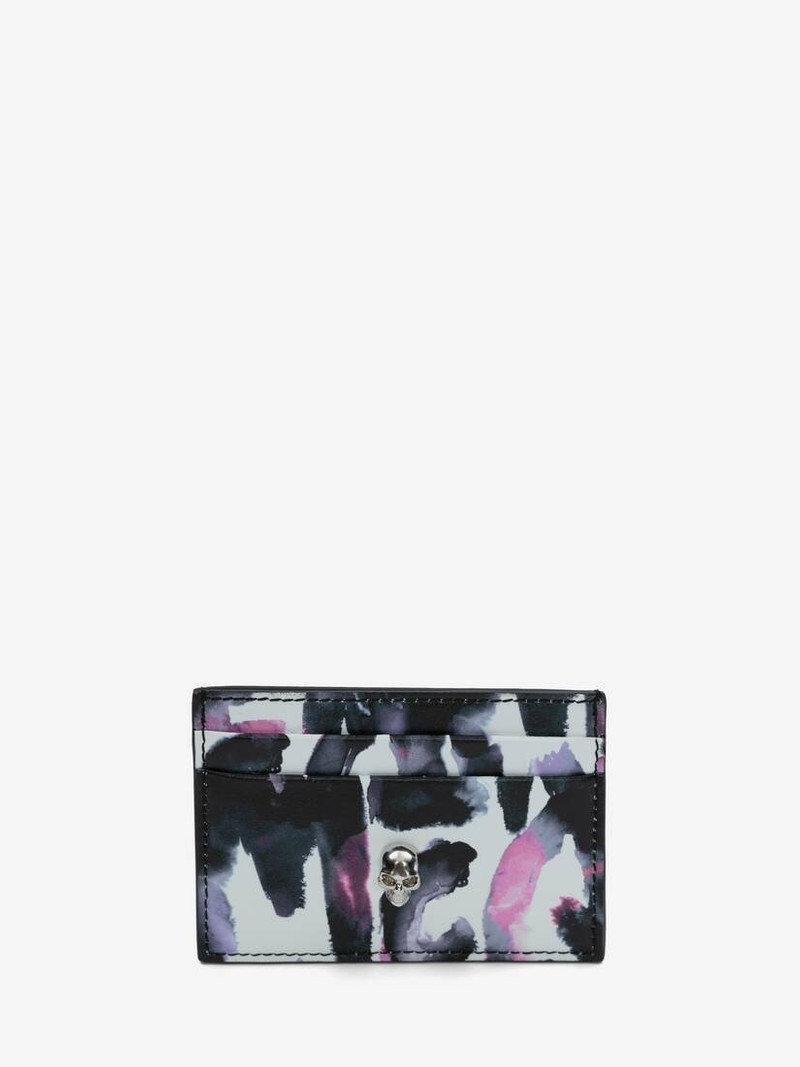Women's Watercolour Graffiti Skull Card Holder in Multicolor 1