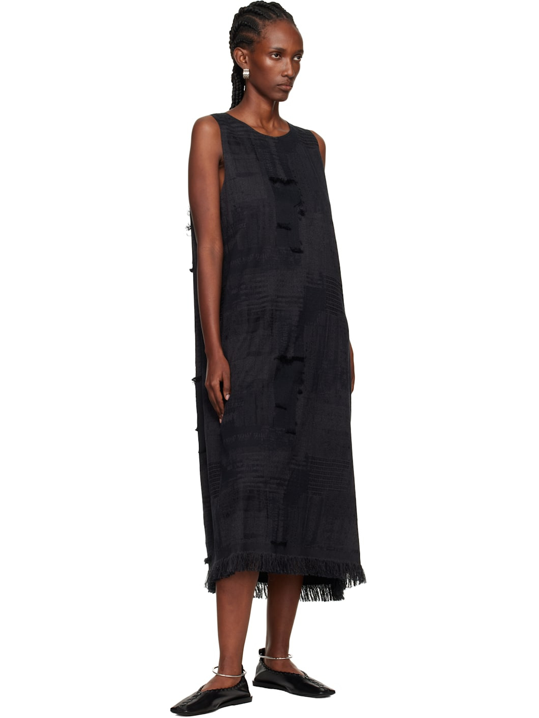 Black O-Asymmetry Sleeveless Midi Dress - 4