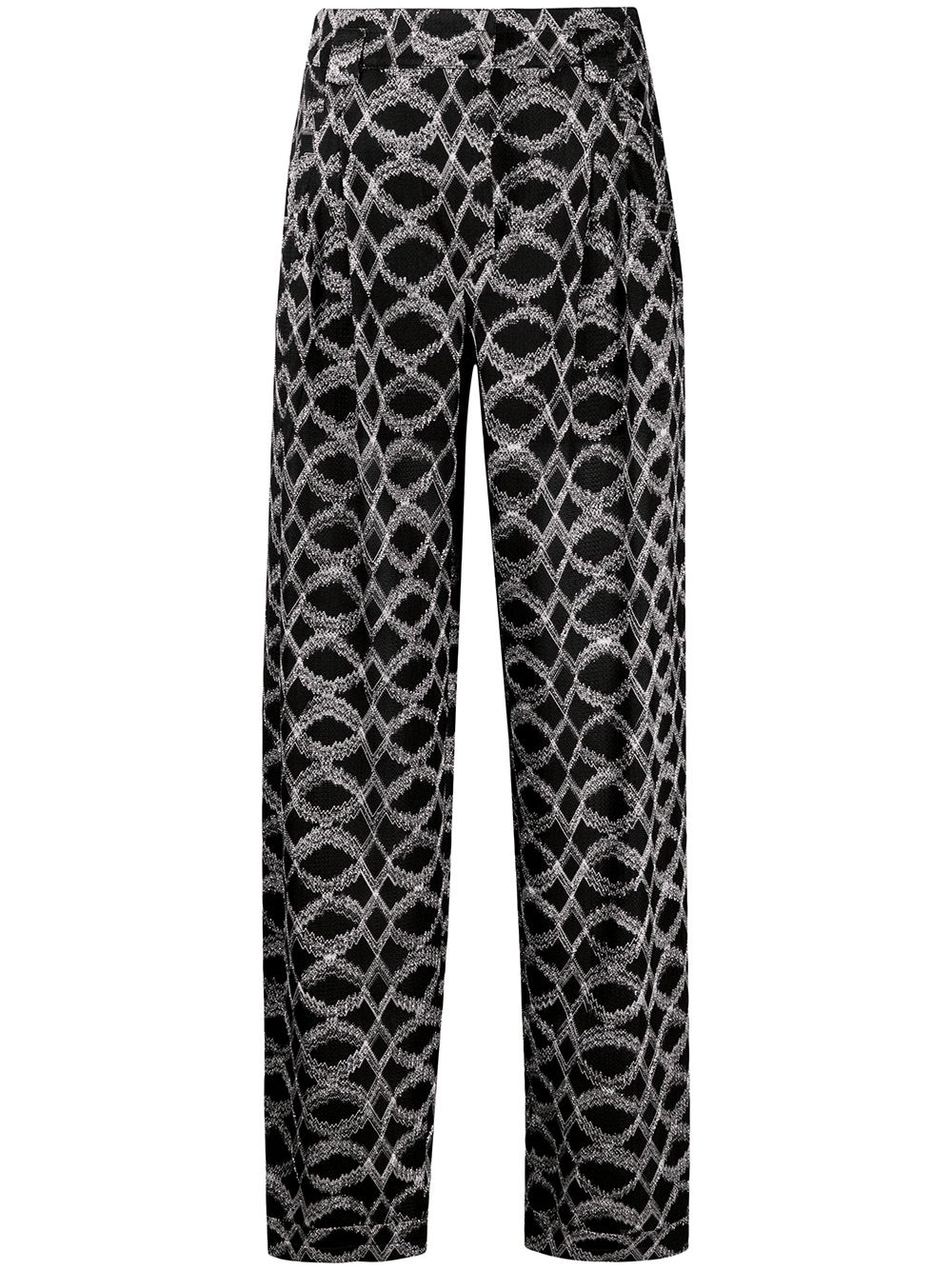 geometric print high waist trousers - 1