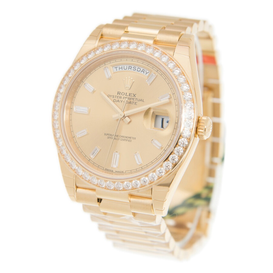 Rolex Oyster Perpetual Day-Date Champagne Diamond Dial 18K Yellow Gold Men's Watch 228348CDP - 2