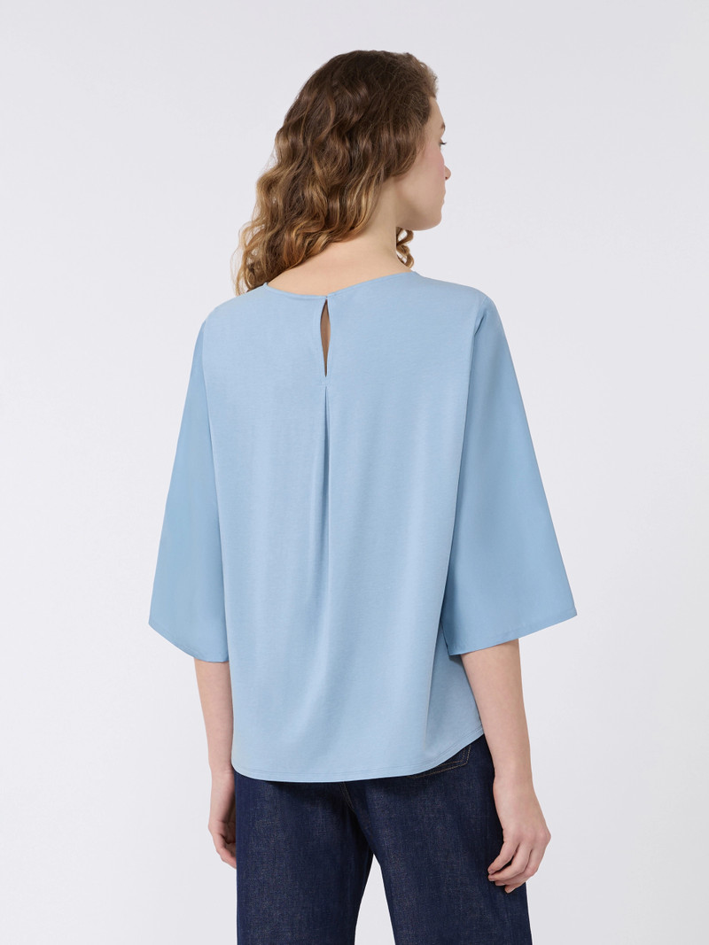FASTOSO Habotai silk and jersey blouse - LIGHT BLUE 4