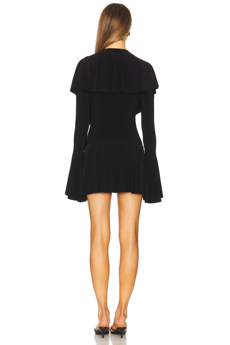 NORMA KAMALI Long Sleeve Deep V Ruffle Mini Dress outlook