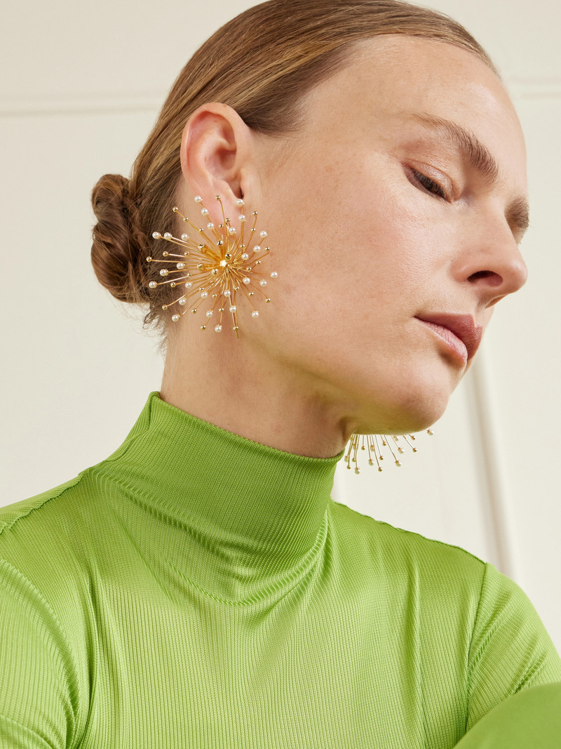 Cult Gaia Damita Gold-tone Faux Pearl Earrings outlook