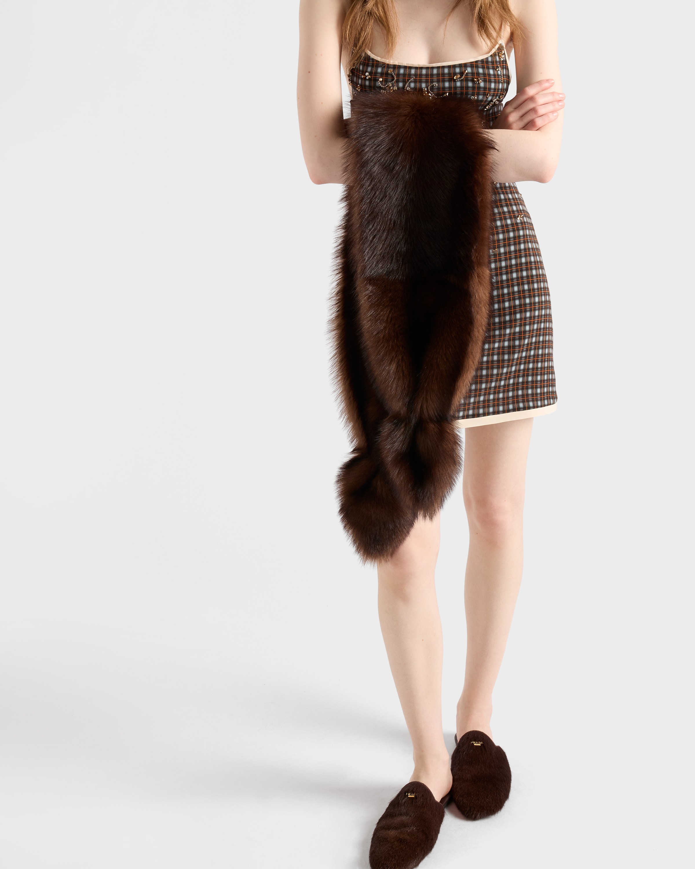 Embellished checked georgette mini-dress - 3