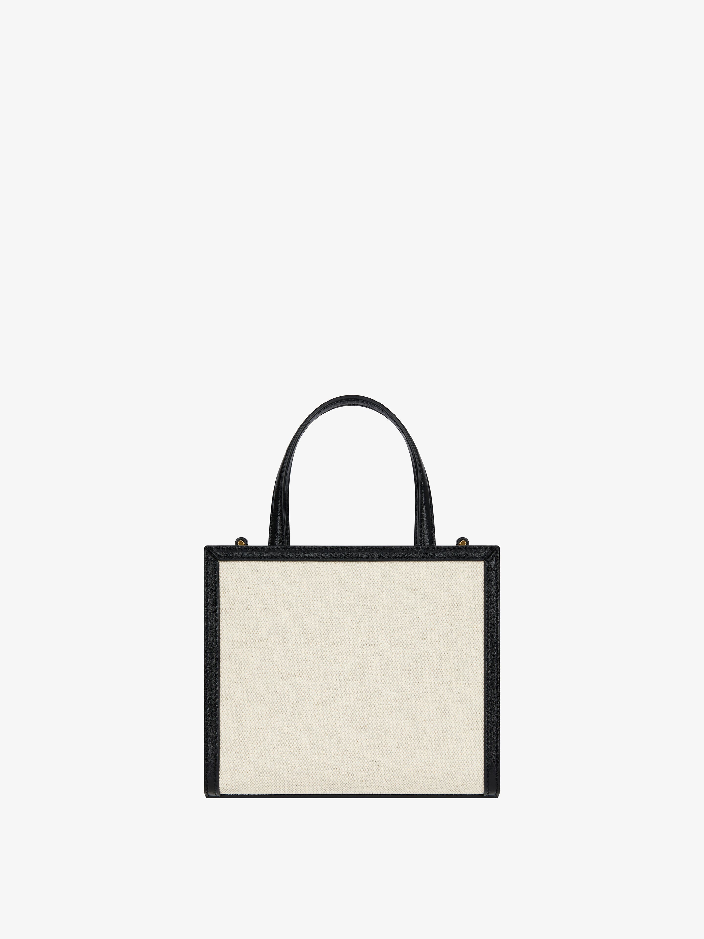 MINI G TOTE SHOPPING BAG IN CANVAS AND LEATHER - 4