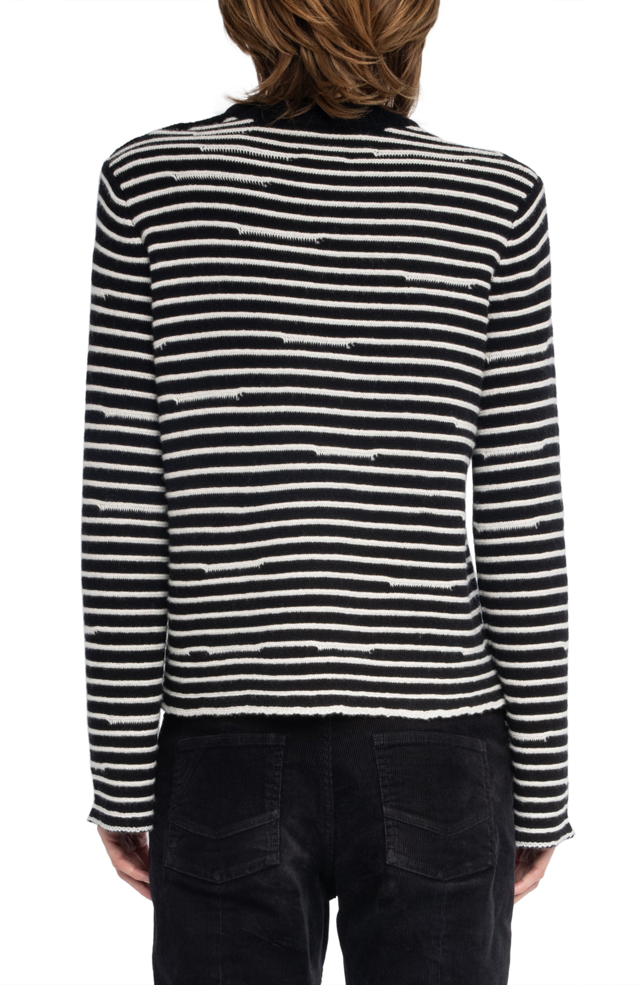 Zadig & Voltaire Spiky Stripes Wool & Cashmere Sweater in Black at Nordstrom - 2
