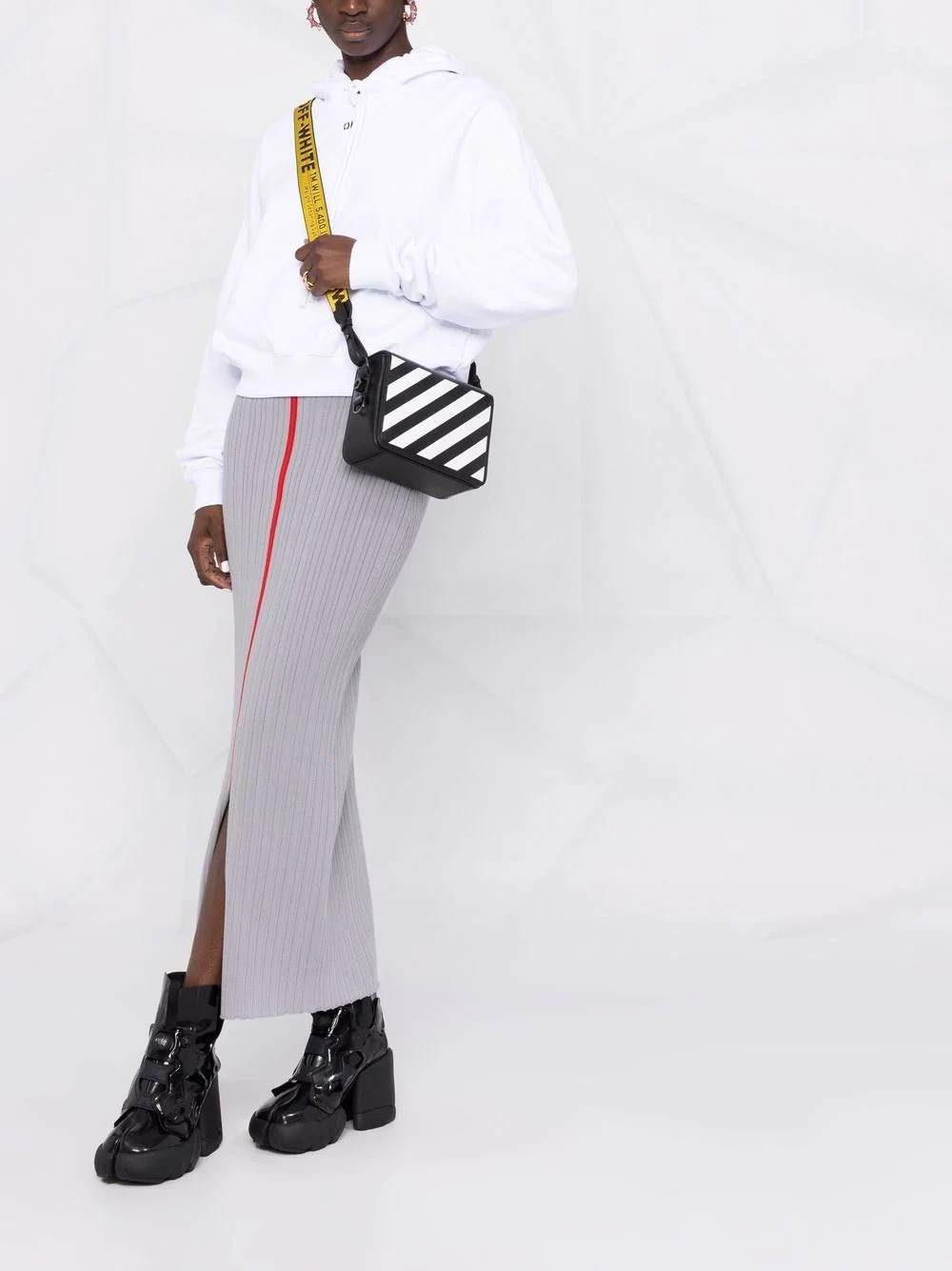 Diag-stripe leather shoulder bag - 2