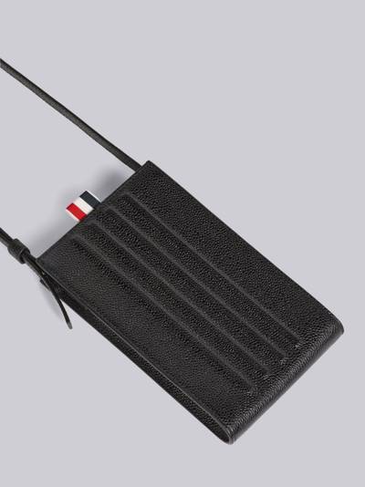 Thom Browne Black Pebble Grain Leather Debossed 4-Bar Crossbody Phone Holder outlook