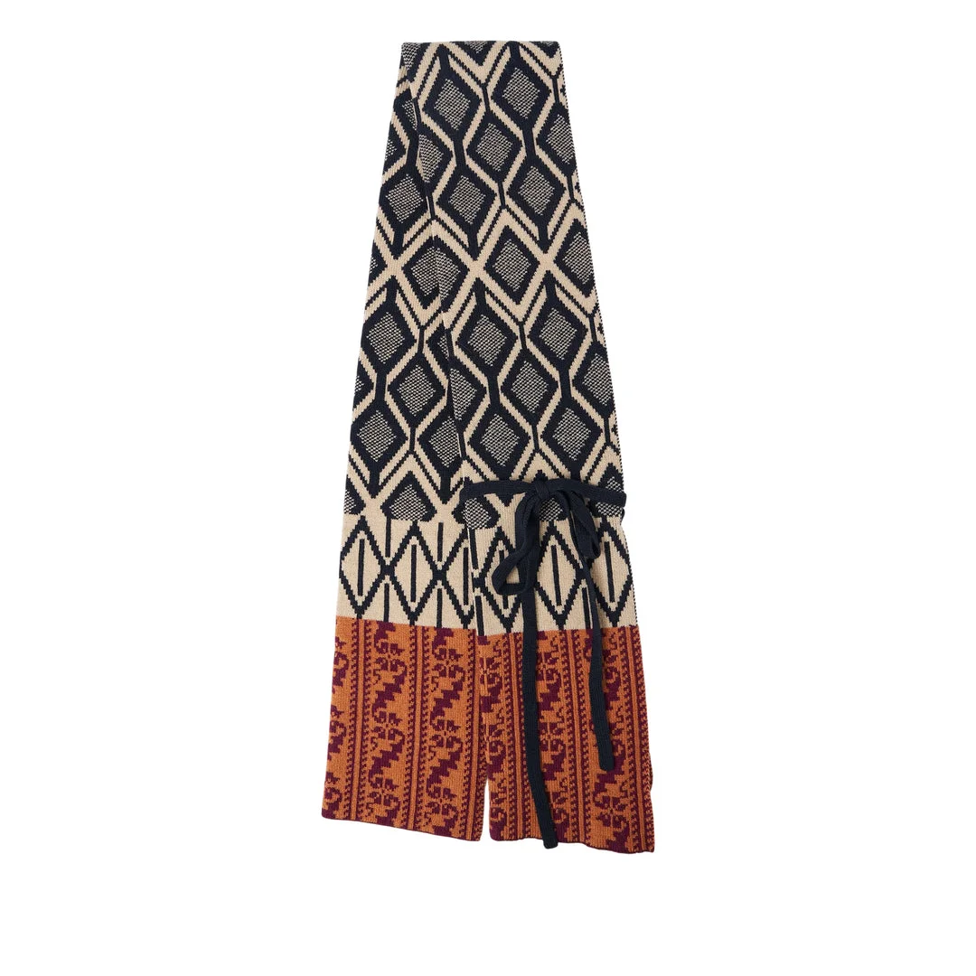 Geometric Patchwork Knit Scarf - 1