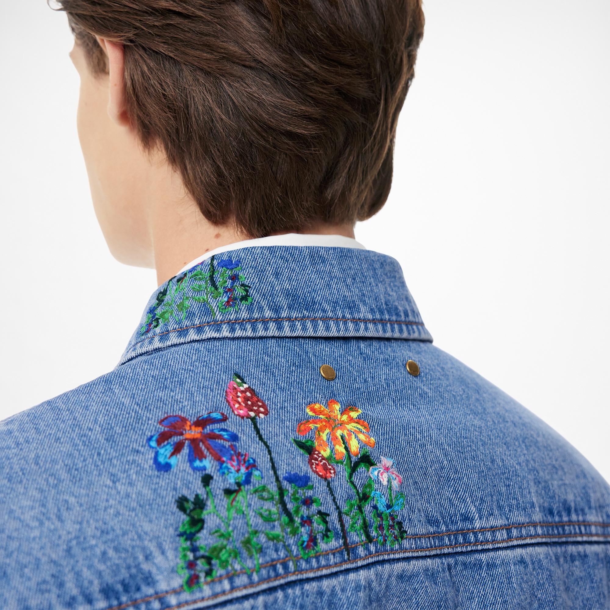 Embroidered Flowers Denim Blouson - 4